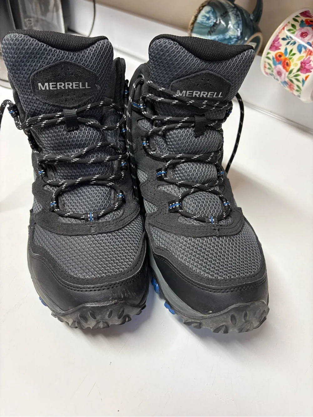 Merrell - West Rim - Men's Mid Walking Boot  size 10 Waterproof, Black & Blue